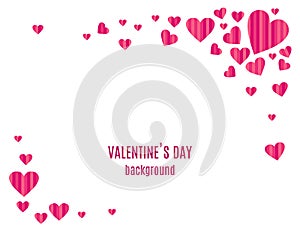 Stripped pink hearts frame on white background. Vector