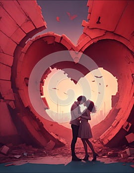 Abstract Love Breakdown Illustration Digital Art