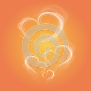 Abstract love heart smoke on orange radial background