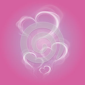 Abstract love heart smoke on pink radial background