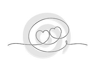 Abstract love heart symbol continuous one line art drawing