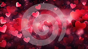 Abstract love romantic background with pink hearts. Ai generative