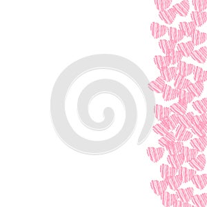 Abstract love for your Valentines Day greeting card design. Pink Hearts frame isolated on white background.