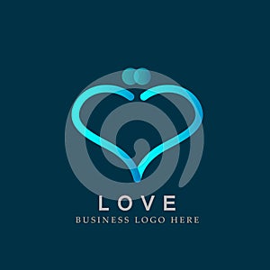 Abstract loving kissing couple shaped line heart love logo icon for valentine gift icon vector