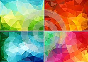 Abstract low poly backgrounds, vector set