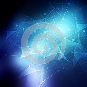 Abstract low poly blue bright technology vector