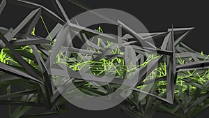 Abstract low poly green and gray. Connection structure. Connection data science polygonal background. 3d illustration