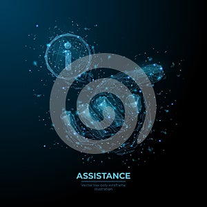 Abstract low poly image of assistance concept