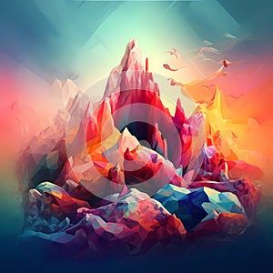 Abstract low poly mountain background in pastel colours