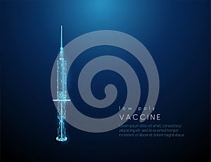 Abstract low poly style vaccine in syringe.