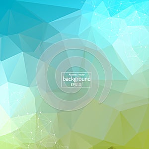 Abstract low poly vintage technology vector background. Connection structure. Vector data science background. Polygonal vector