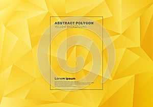 Abstract low polygon or triangles pattern on yellow mustard background and texture photo