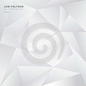 Abstract low polygon white background. Geometric triangles pattern backdrop