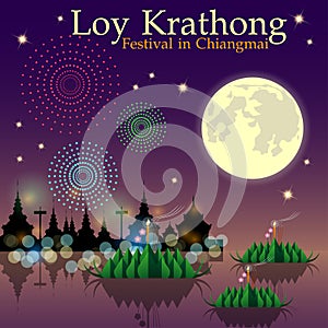 Abstract of Loy-Krathong Festival. Thailand Culture.