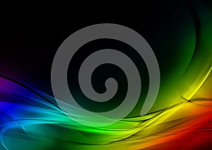 Abstract luminous rainbow and black background