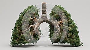 abstract lungs of a healthy non-smoking person in the form of green branches, the idea of health and nature