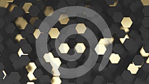 Abstract lux background with black and gold 3d hexagons