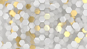 Abstract lux background with white and gold 3d hexagons