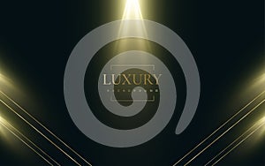 Abstract Luxury Black and Gold Background with Gold Lines and Golden Light Rays Effect