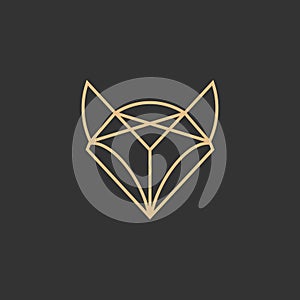 abstract luxury fox head line logo design on dank background