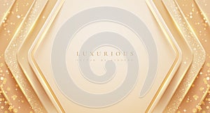 Abstract luxury geometric background with cream and gold color