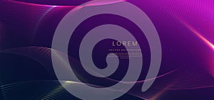Abstract luxury glowing lines curved overlapping on dark blue and purple background
