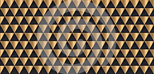 Abstract luxury gold and black geometric triangle shapes background. Luxury and elegant geometric pattern design elements. Modern