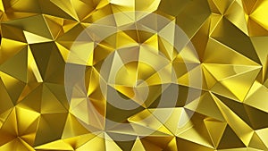 Abstract luxury gold color low poly triangle background texture . 3D rendering