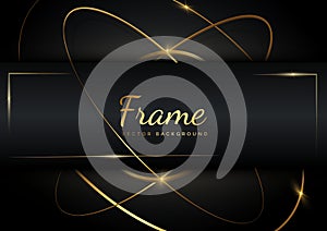 Abstract luxury gold rings overlapping background with light effect. Frame background