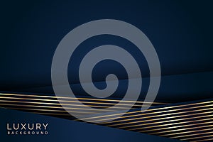 Abstract luxury golden lines diagonal overlapping on blue background