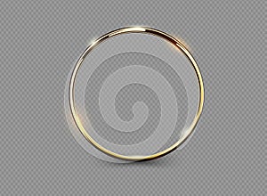 Abstract luxury golden ring on transparent background. Vector light circles spotlight light effect. Gold color round frame. photo