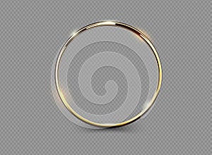 Abstract luxury golden ring on transparent background. Vector light circles spotlight light effect. Gold color round frame