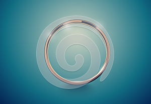 Abstract luxury golden ring. Vector light vintage effect background. Round frame on deep volume turquoise