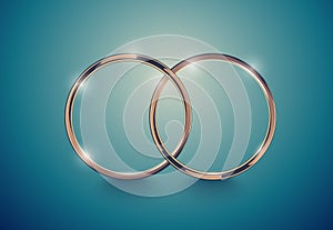 Abstract luxury golden ring. Vector light vintage effect background. Round frame on deep volume turquoise. Space for your wedding