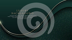 Abstract luxury green wave background. Luxury and elegant style design with bright flow lines effect on dark background. Luxury