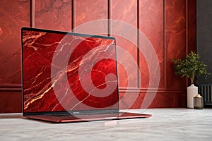 Abstract Luxury Lush Lava Red Gradient Studio Backdrop with Grains, Suitable for Product Presentation, Mockup and Background photo