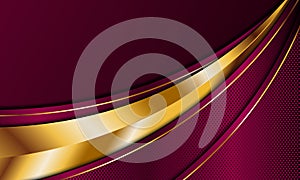 Abstract luxury red golden curve stripes with gold lines background