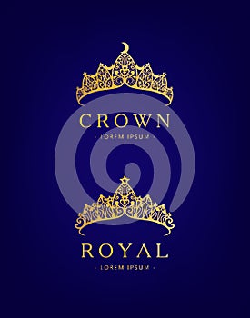 Abstract luxury, royal golden company logo icon vector design.