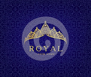 Abstract luxury, royal golden company logo icon vector design.