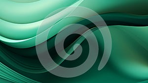Abstract luxury sea green waves design with smooth curves and soft shadows on clean modern background