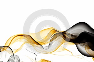 Abstract luxury shiny golden and black wave design element. The golden color of a transparent smoky wave