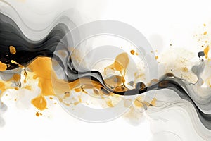 Abstract luxury shiny golden and black wave design element. The golden color of a transparent smoky wave