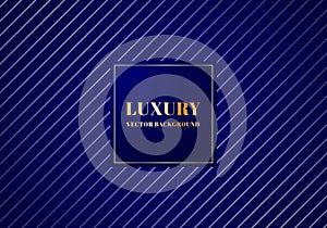 Abstract luxury silver diagonal lines pattern design on dark blue background with metallic banner