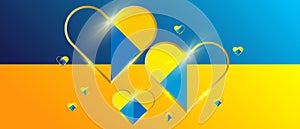Abstract luxury Ukraine heart pattern with gold. Modern vector background EPS 10