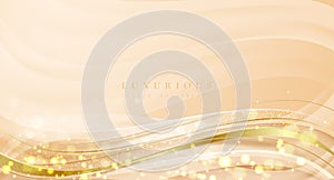 Abstract luxury wavy background with cream and gold color