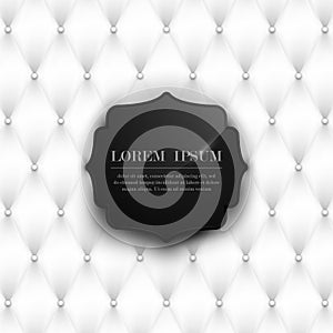 Abstract luxury white leather texture with black vintage label background