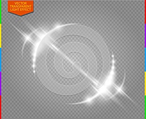 Abstract luxury white vector light flare semicircle and spark light effect (transparency in additional format only)