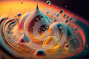 Abstract Macro Background with Colorful Raining Splashing Droplets - Generative AI