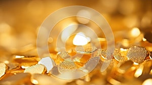 Abstract Macro Close Up Selective Focus Pure Gold Golden Background