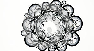 Abstract Macro of Interconnected Water Bubbles on White
